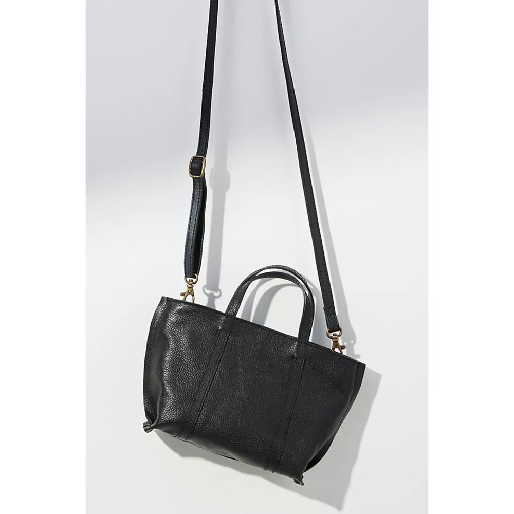 Anthropologie Alexandria Mini Crossbody Bag Pebbled Leather Black Women's